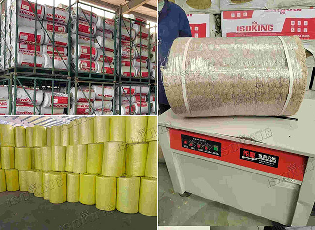 Installation of fireproof mineral wool rolls on industrial high-temperature pipelines